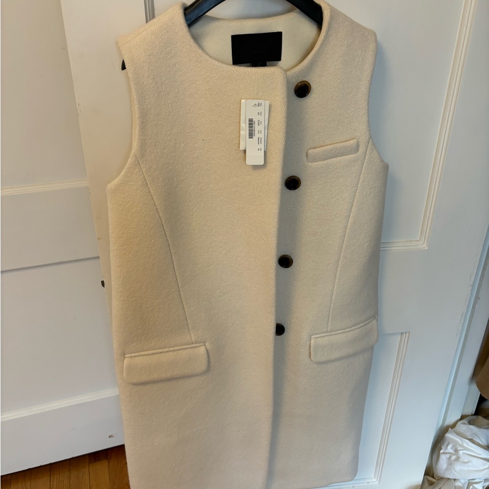 NWT J Crew sleeveless coat in winter white
